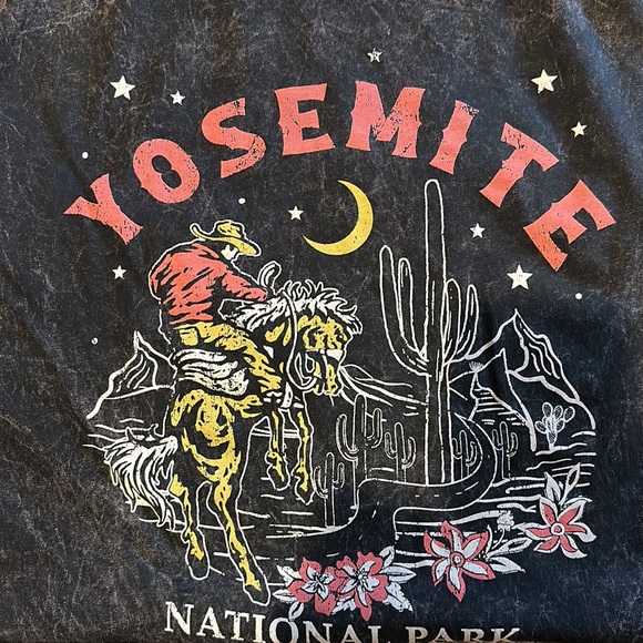 Mineral Black Yosemite National Park Cowboy Flower Cactus Graphic Oversized Tee - Picture 2 of 2